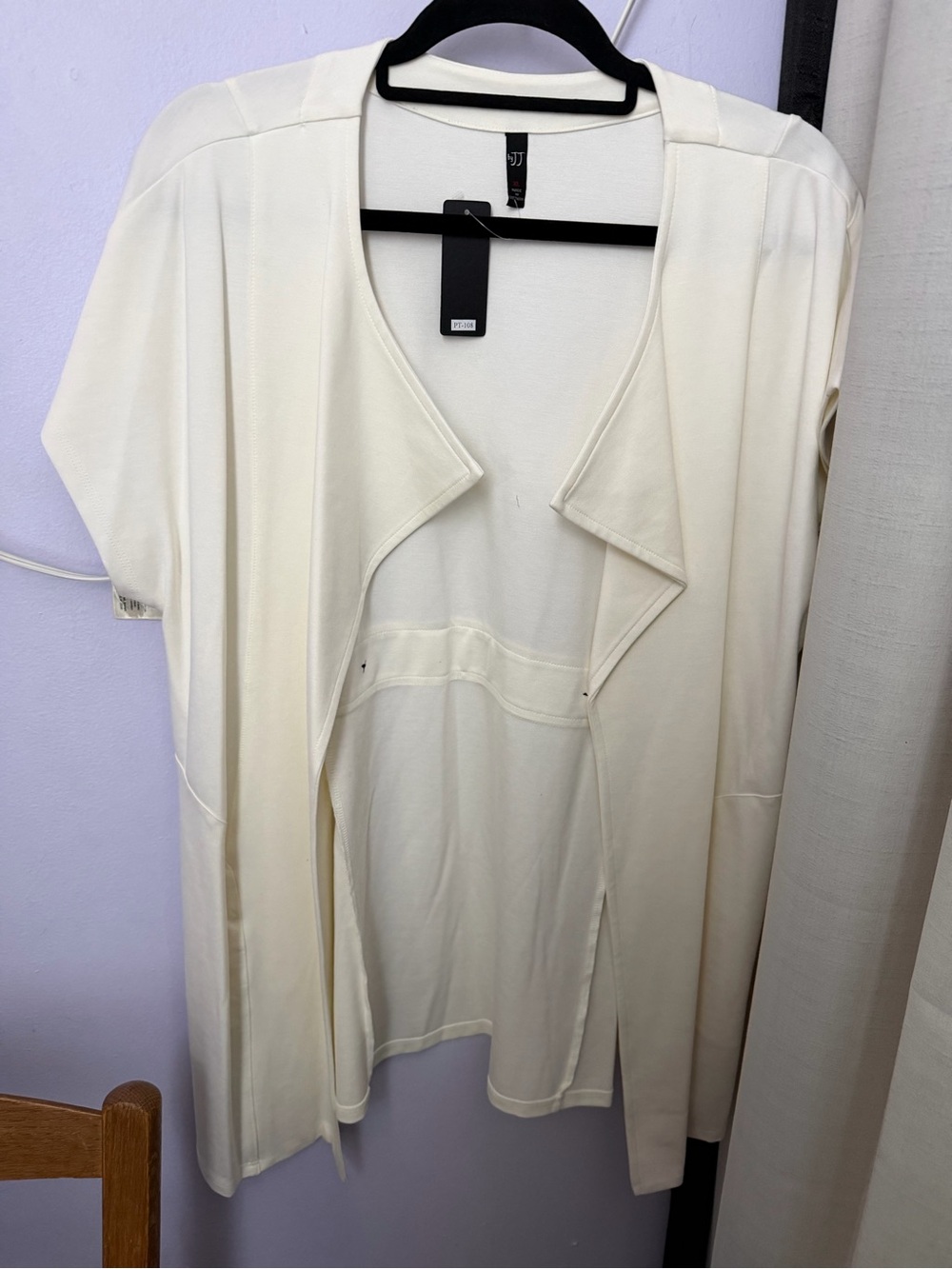 Women's Open-Front Cream Tunic Cardigan